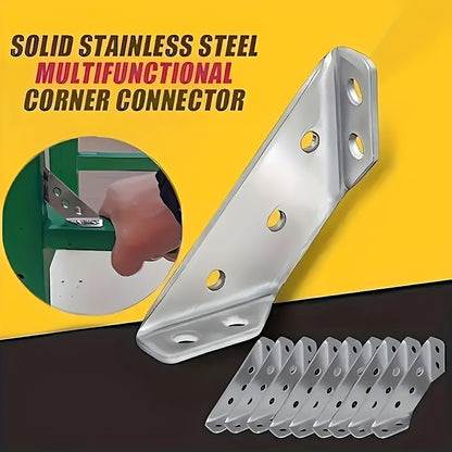 32-Piece Stainless Steel Corner Bracket Set - Durable, easy-to-install metal brackets for wood and metal furniture frames
