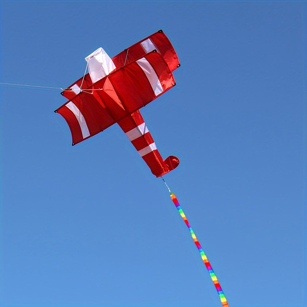 Innovative 3D Bi-plane Kite - Breathtaking Stereo Sound, Realistic Airplane Design with 100m Control Line - Fun-Filled Outdoor Entertainment for All Ages