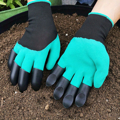 Waterproof Garden Gloves with Claws for Digging & Planting - 1 Pair, Puncture Resistant Latex Gardening Gloves, Lead-Free & Alcohol-Free Material, Hand Washable Outdoor Protective Gear for Flower and Vegetable Gardening