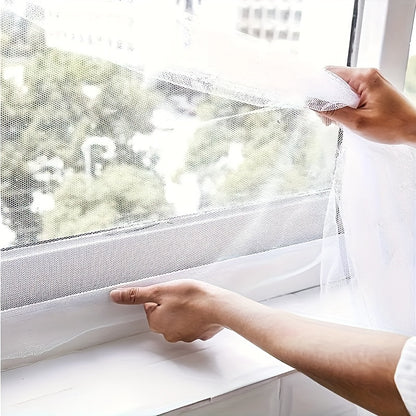 Traditional Style Adhesive DIY Window Screen Net Curtain Set with Hooks and Tape, Cuttable Mosquito Screen for Multiple Windows, Home Decoration Accessories - 1 Set