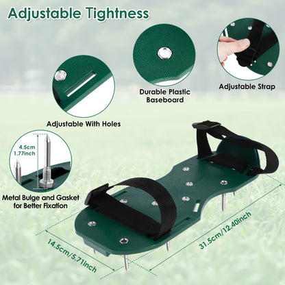 Manual Lawn Aerator with Metal Spikes - 1 Double Duty Garden Soil Aerator Sandal with Adjustable Strap - No Electricity Required Yard Tool for Soil Health and Grass Growth