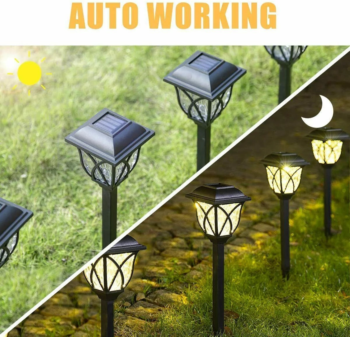 6 Pack Solar Pathway Lights Outdoor, LED Solar Garden Lights Waterproof, Warm White