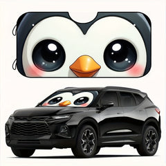 1pc Cute Big Eye Penguin Car Windshield Sunshade   Foldable Fit for SUV & Truck Front Windows  UV Protection & Heat Reduction  Adorable Cartoon Design with Expressive Eyes  Durable Automotive Accessory  Vehicle Heat Shield | Quality Reflective Material  P