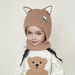 1pc Adorable Cat Ear Warm Hat for Kids   Cozy Knit Hooded Cape with Paw Prints  Stretch Fit  Perfect for Fall/Winter Outdoor Activities  Great for 8 12 Years Olds  Cat Hat