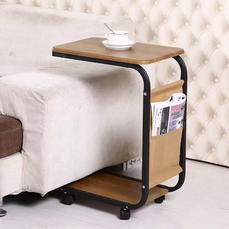Double layer tea table on wheels