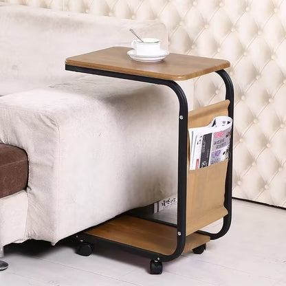 Double layer tea table on wheels