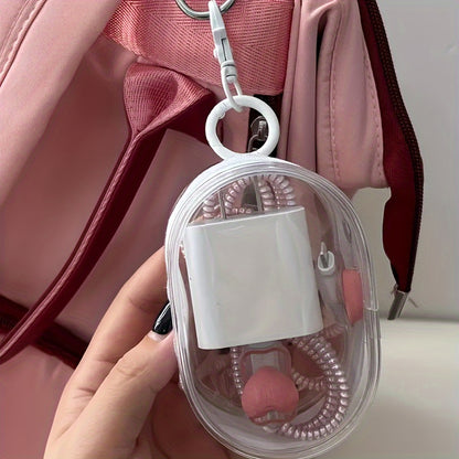 1pc Portable PVC Cable Organizer Box, Casual Style Transparent Charger Storage Box for Earphones and Data Cables