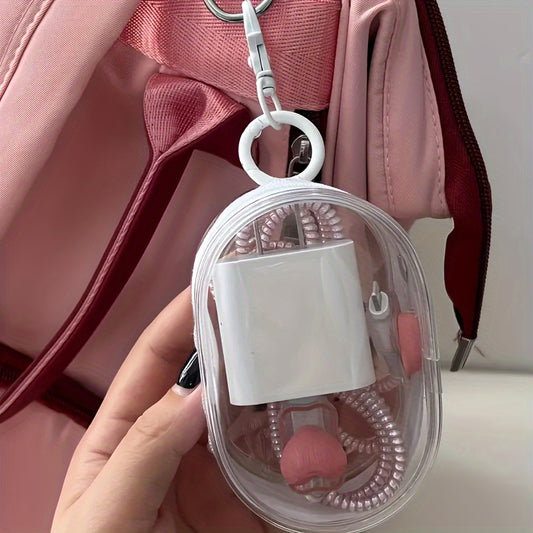 1pc Portable PVC Cable Organizer Box, Casual Style Transparent Charger Storage Box for Earphones and Data Cables