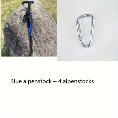 Outdoor travel walking stick retractable four-section elderly trekking stick aluminum alloy hiking stick 4 mountaineering buckles