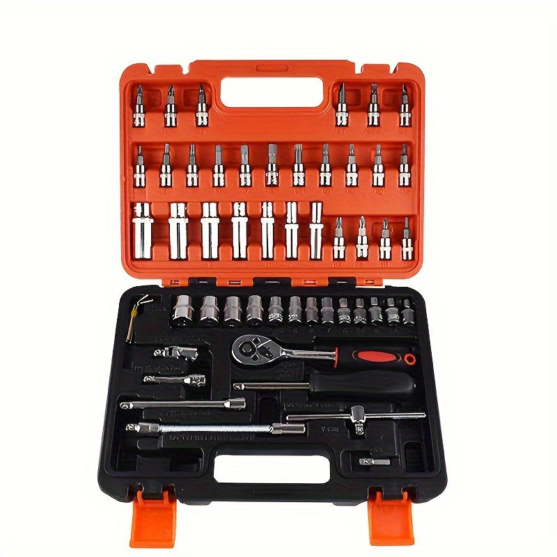 53 Piece Professional Auto Repair Tool Set - Durable Metal Auto Repair Kit with Ratchet Wrench for Car, Boat, Motorcycle Repair - Portable, Easy-to-Use Tools with Carrying Case - No Charging Required, No Batteries Required