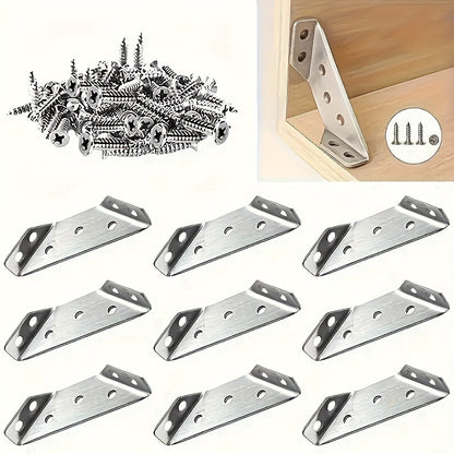 32-Piece Stainless Steel Corner Bracket Set - Durable, easy-to-install metal brackets for wood and metal furniture frames