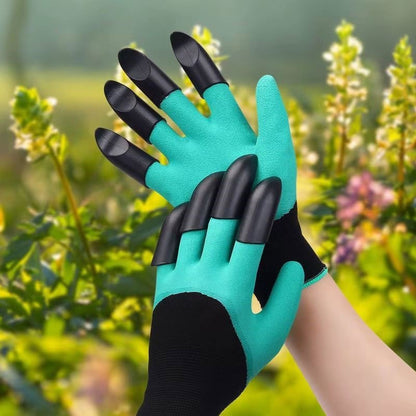 Waterproof Garden Gloves with Claws for Digging & Planting - 1 Pair, Puncture Resistant Latex Gardening Gloves, Lead-Free & Alcohol-Free Material, Hand Washable Outdoor Protective Gear for Flower and Vegetable Gardening