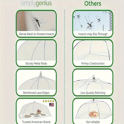 Large Pop-Up Mesh Food Cover Tent - Foldable, washable, perfect for picnics, BBQs and parties, keeps bugs out