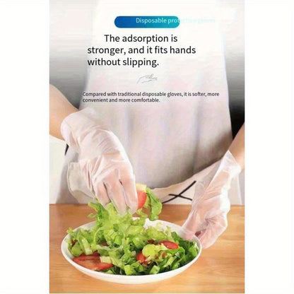 100 Pack TPE Disposable Gloves - Food Grade, Thickened for Cooking, Food Prep and Serving - Maximum Protection and Comfort, Safe for Food Contact