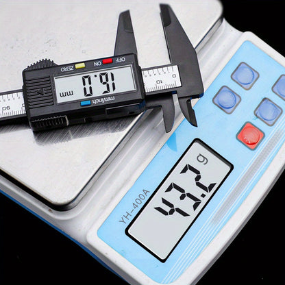 1-Pack Carbon Fiber Digital Vernier Caliper, Electronic LCD Display Micrometer Measuring Tool with Triangular Scale - Precision Gauge, Range 150mm, Accuracy 0.1mm
