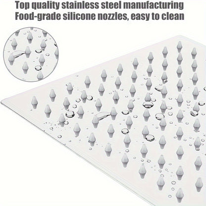 Square Stainless Steel Rain Shower Head - Easy to install, no electricity required, perfect for bathroom upgrades