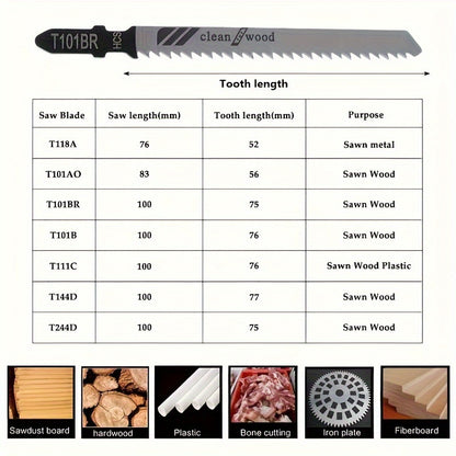 50 Piece Jig Saw Blade Set - High Carbon Steel, Multi-Purpose, for Wood, Metal and Plastic