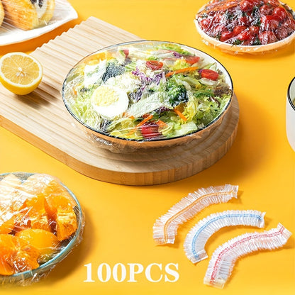 100pcs Plastic Packaging Covers - Food Grade PE Film, Elastic Bowl Covers, Disposable Kitchen Supplies - Keep Your Food Fresh and Safe