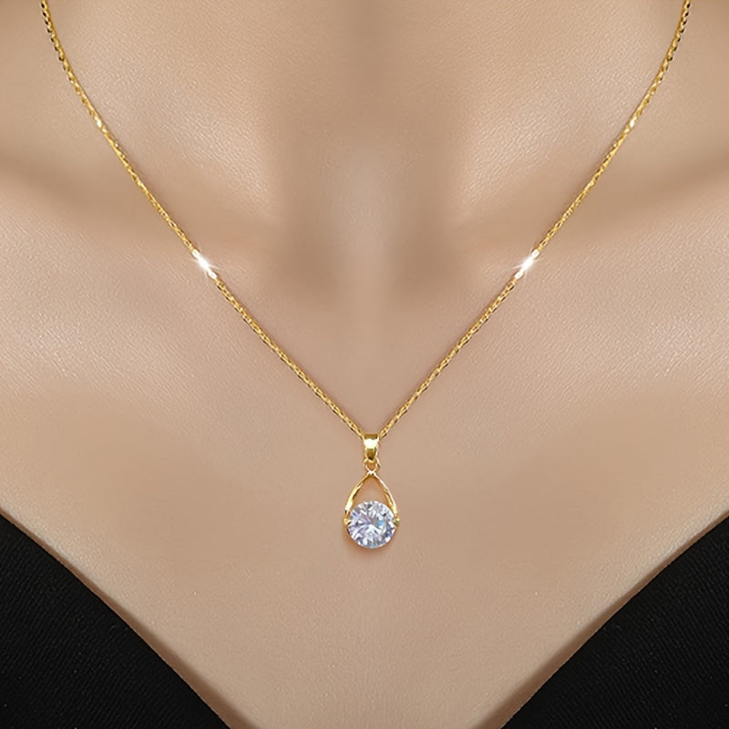 Simple Luxury Cubic Synthetic Cubic Zirconiaia Necklace for Women & men   Elegant Copper Pendant & Chain Jewelry  Sparkling CZ Gift for Anniversary  Wedding   Durable Affordable Luxury Accessory