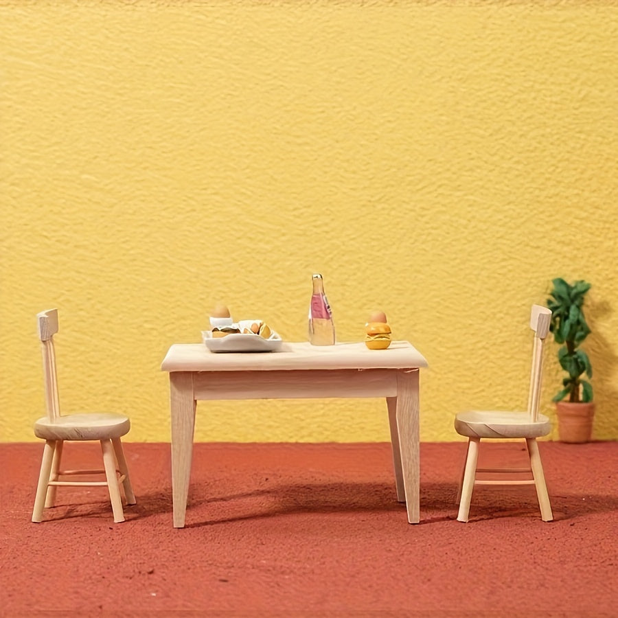 5-piece Mini Wooden Dining Table Set - Perfect for Living Room Decor, Includes Table and Chairs
