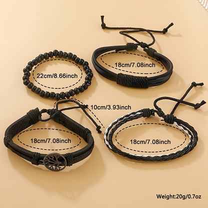 5 Piece Men's Casual Black Quartz Watch and Bracelet Set - Perfect Gift for Valentine's Day, Easter, Ramadan