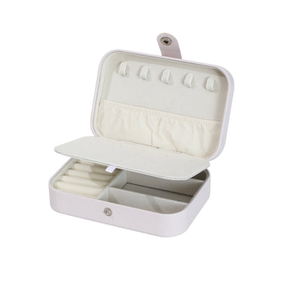 Portable double-layer imitation leather jewelry storage box - velvet interior, snap closure, can store earrings, necklaces, rings | Modern travel storage box with practical hook