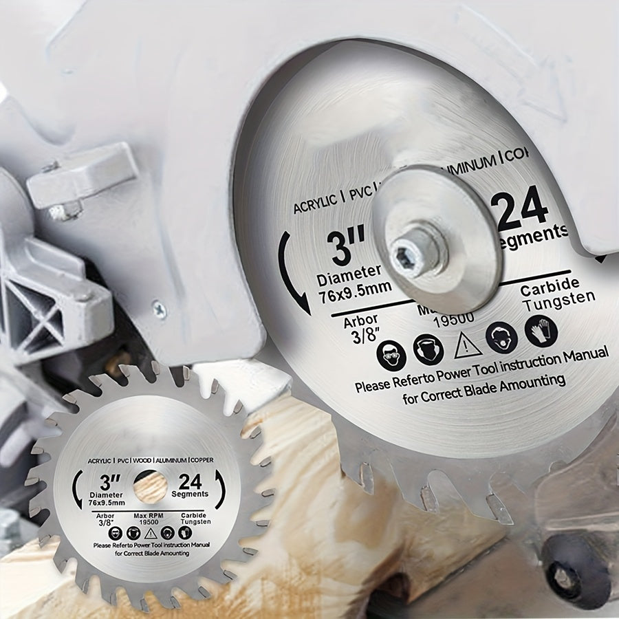 [3pcs] Mini Diamond Circular Saw Blade, 75x10mm, Carbide Tungsten Teeth, Suitable for Wood, Acrylic, PVC, Aluminum, Copper Cutting R73 3.5 Inch Woodworking Saw Blade