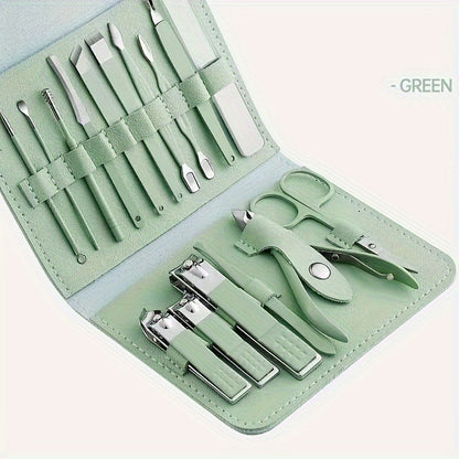 Professional Nail Care Set - Complete manicure and pedicure tool set with portable travel case, cuticle nippers, cutter and trimmer for touch-ups at home or on the go - Great for travel and salon-quality results
