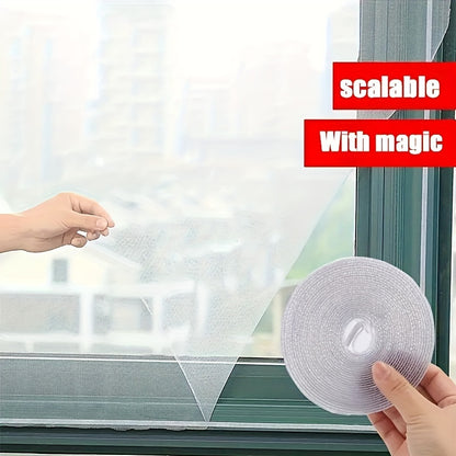 Traditional Style Adhesive DIY Window Screen Net Curtain Set with Hooks and Tape, Cuttable Mosquito Screen for Multiple Windows, Home Decoration Accessories - 1 Set