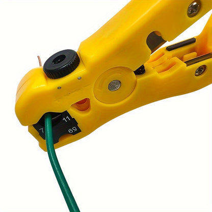 1pc Multi-Functional Electric Stripping Knife Pliers Tool, Coaxial Cable Wire Cutter Striper for UTP/STP RG59 RG6 RG7 RG11 Network Cables with Precise Wire Stripping