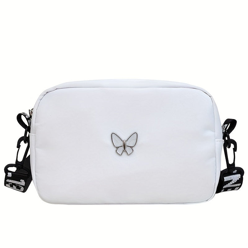 Women's Solid Nylon Shoulder Bag, Lightweight Crossbody Bag with Adjustable Strap and Tassels, Casual Everyday Crossbody Bag with Polyester Lining, Zipper Solid Pattern Fashion Accessories