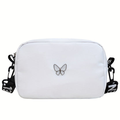 Women's Solid Nylon Shoulder Bag, Lightweight Crossbody Bag with Adjustable Strap and Tassels, Casual Everyday Crossbody Bag with Polyester Lining, Zipper Solid Pattern Fashion Accessories