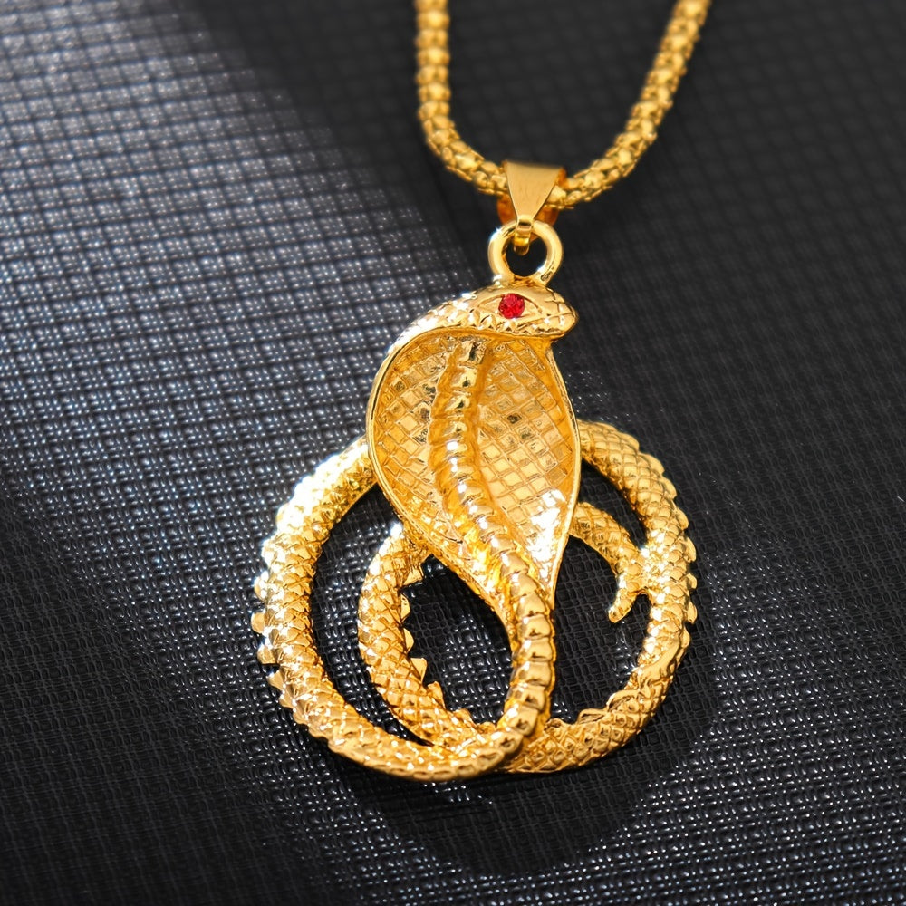 Snake-shaped men's headdress, hip-hop pixie headdress, red-eyed golden snake headdress