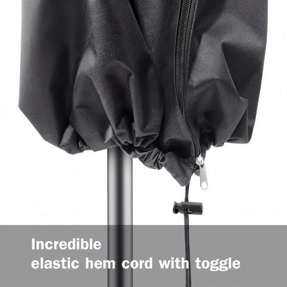 280cm Waterproof Outdoor Umbrella Cover 420D Oxford Cloth, Anti-UV Patio Parasol Cover with Storage Bag, Dust-Proof Black Canopy Sunshade Cover for 3.35m to 4.27m Garden Parasol