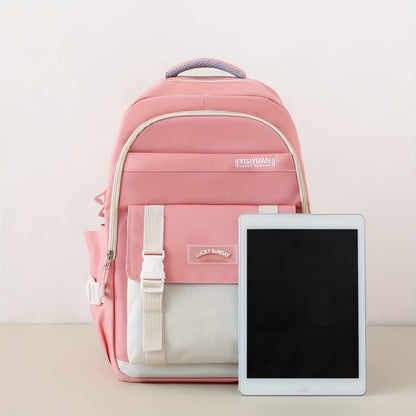 5-Piece Women's Fashion Backpack Set Preppy Style Black Pink Blue Green Purple Oxford Cloth with Adjustable Shoulder Straps and Zipper Closure, Polyester Lining