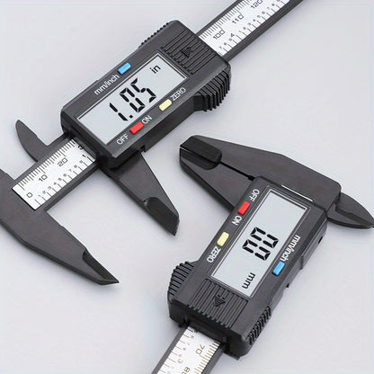 1-Pack Carbon Fiber Digital Vernier Caliper, Electronic LCD Display Micrometer Measuring Tool with Triangular Scale - Precision Gauge, Range 150mm, Accuracy 0.1mm