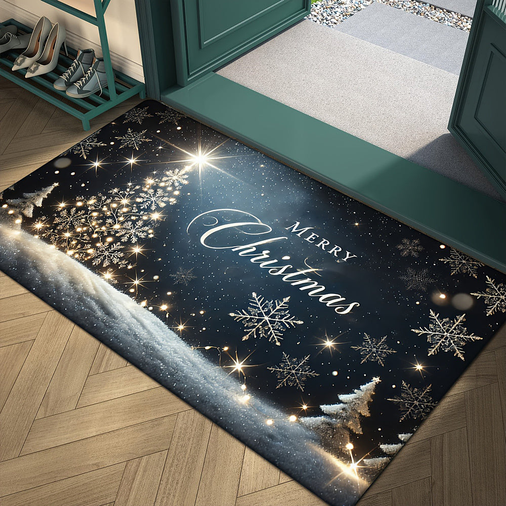 1Pc Christmas Sparkling Snowflake Doormat Welcome The Joyful Season