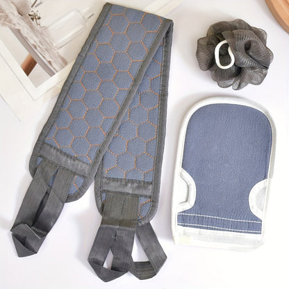 3 Pieces Exfoliating Bath Towel Set, 3 in 1 Back Bath Scrub, Body Cleansing Towel, Soft Bath Glove, Bath Ball Loofah, Exfoliating Skin Towel Bath Tool Set for Back Massage, Deep Body Cleansing, Home Bathroom Shower Scrub Tools,