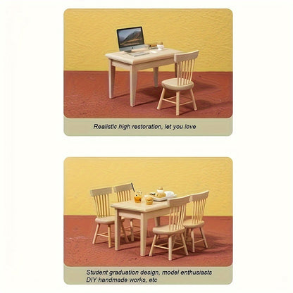 5-piece Mini Wooden Dining Table Set - Perfect for Living Room Decor, Includes Table and Chairs