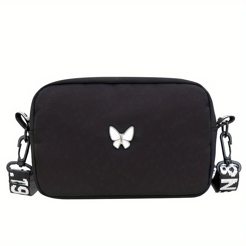 Women's Solid Nylon Shoulder Bag, Lightweight Crossbody Bag with Adjustable Strap and Tassels, Casual Everyday Crossbody Bag with Polyester Lining, Zipper Solid Pattern Fashion Accessories