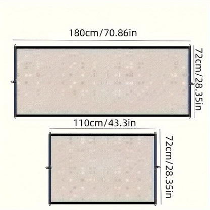 1.8m Easy-Install Pet Safety Gate for Dogs & Cats - Nylon Mesh Barrier for Rooms and Stairs, Versatile Use