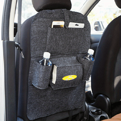 Portable Felt Car Seat Back Multi-Pocket Organizer - Spacious storage space for travel essentials, durable structure, easy installation - Perfect for road trips, family outings and daily commutes