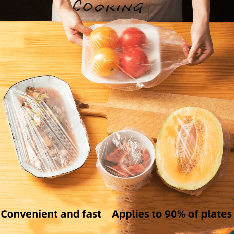 100pcs Plastic Packaging Covers - Food Grade PE Film, Elastic Bowl Covers, Disposable Kitchen Supplies - Keep Your Food Fresh and Safe