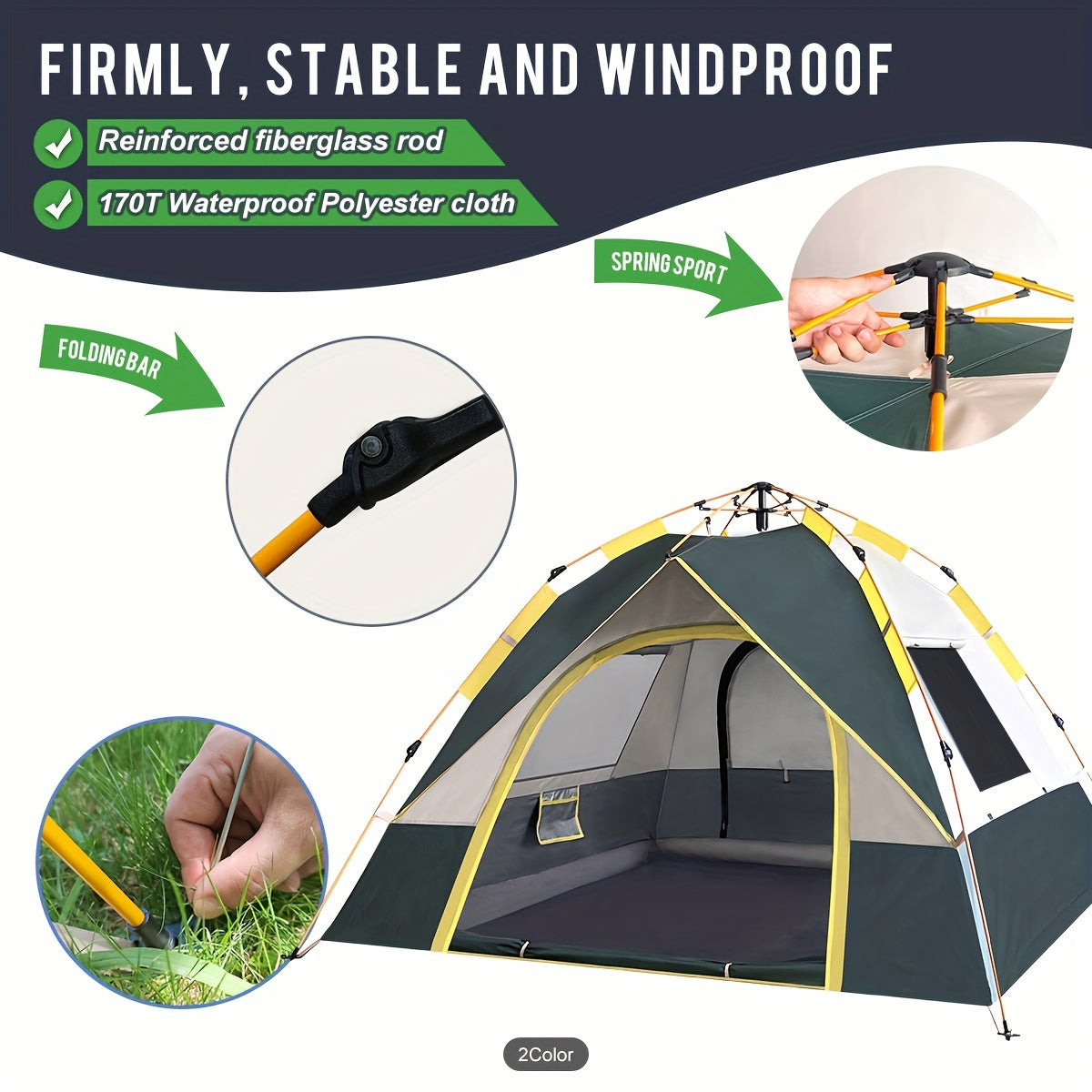 Versatile Waterproof & Windproof Tent with Dual Doors - Ideal for Family Camping, Hunting, Hiking, and Travel