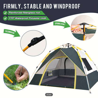 Versatile Waterproof & Windproof Tent with Dual Doors - Ideal for Family Camping, Hunting, Hiking, and Travel