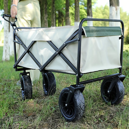 Versatile Foldable Travel Stroller with Quiet Wheels, Cup Holder and Side Pockets - Adjustable Handle for Camping, Gardening, Sports, Picnics and Shopping