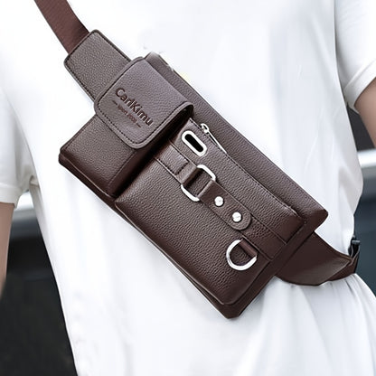Men's waist bag, new large-capacity multifunctional messenger bag (puller direction random)
