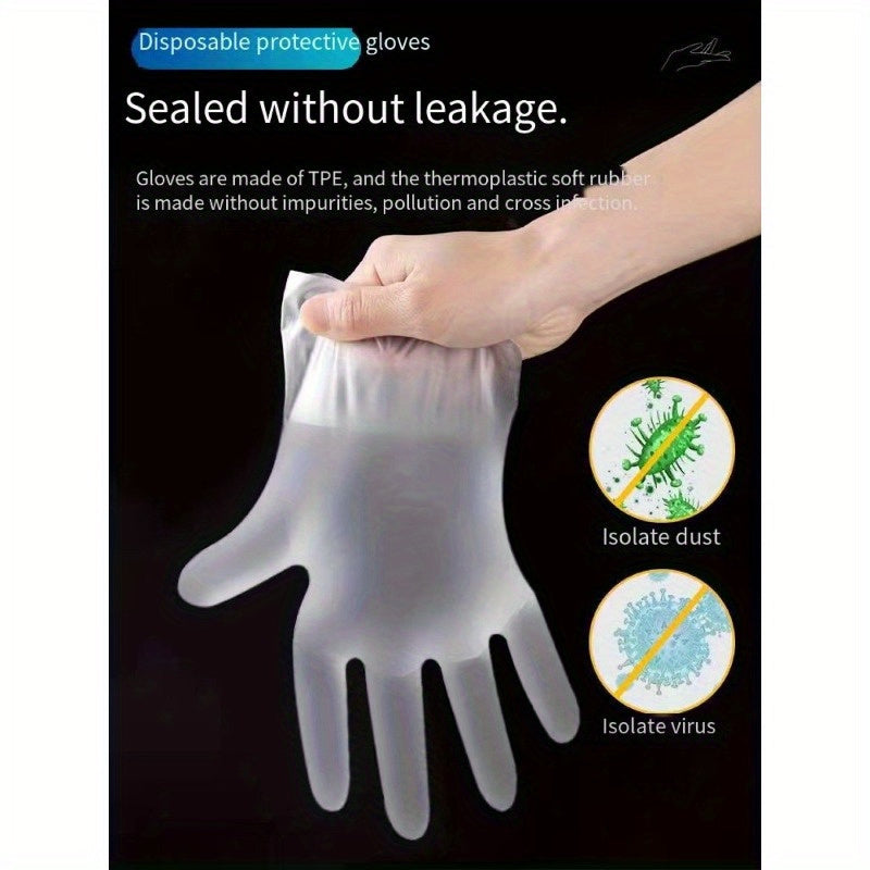 100 Pack TPE Disposable Gloves - Food Grade, Thickened for Cooking, Food Prep and Serving - Maximum Protection and Comfort, Safe for Food Contact