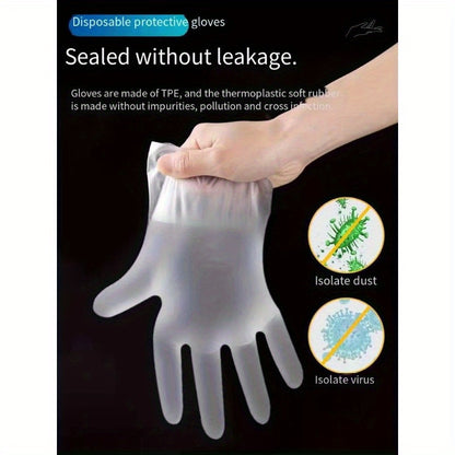 100 Pack TPE Disposable Gloves - Food Grade, Thickened for Cooking, Food Prep and Serving - Maximum Protection and Comfort, Safe for Food Contact