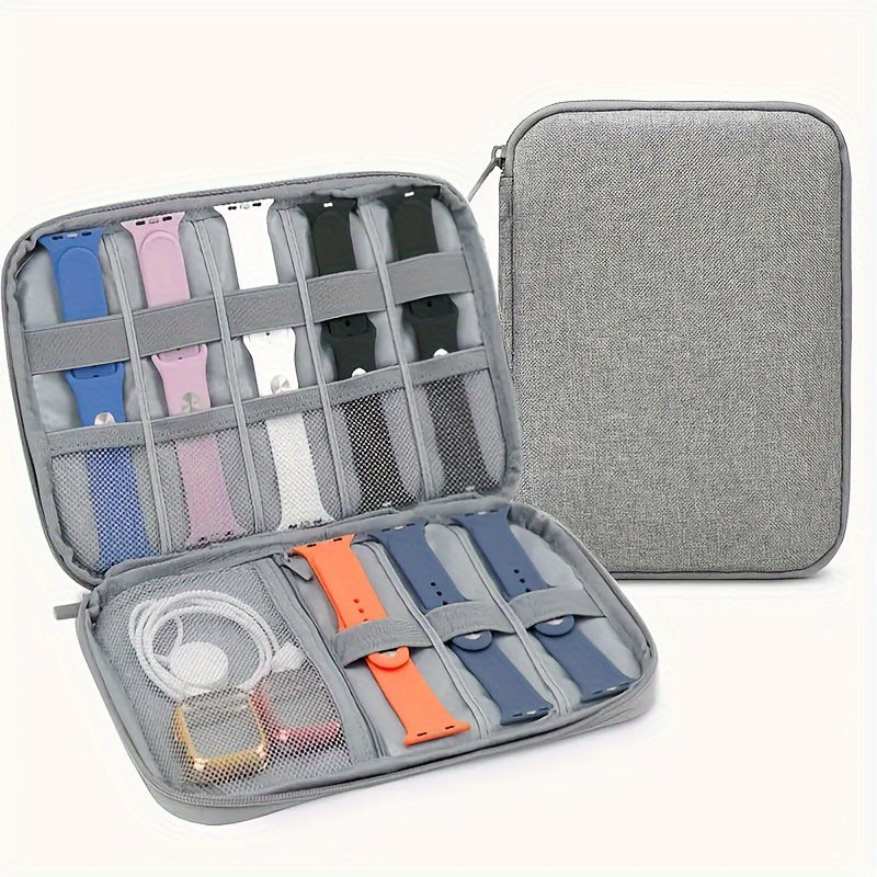 Compact Travel Cable Organizer - Multi-Pocket Electronics Organizer for Chargers, Cables and Accessories, Durable Fabric, Black - Perfect for On-the-Go Cable Management